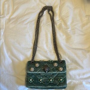 Kurt Geiger green velvet purse with jewels